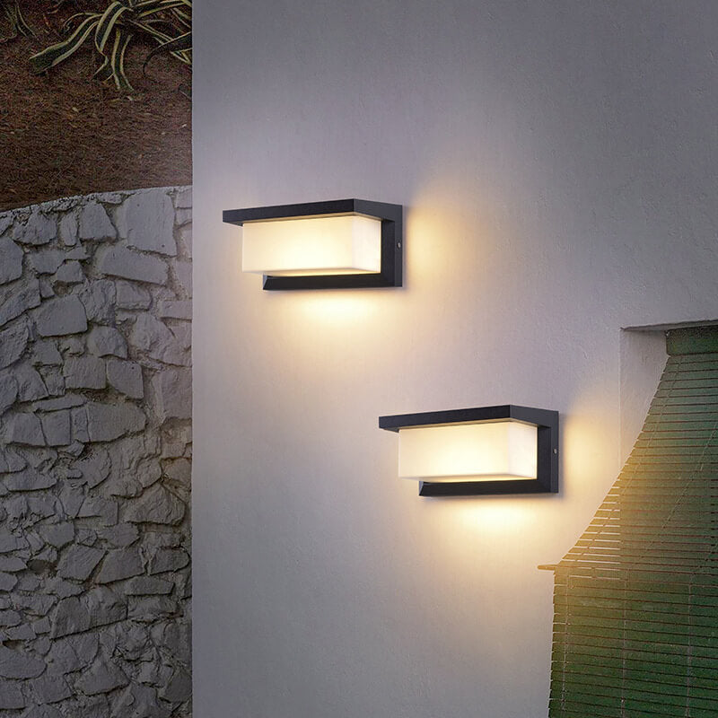 LZINA™ | Modern Minimalist Solar Rectangle PC LED Outdoor Wall Light Lamp For Outdoor Patio