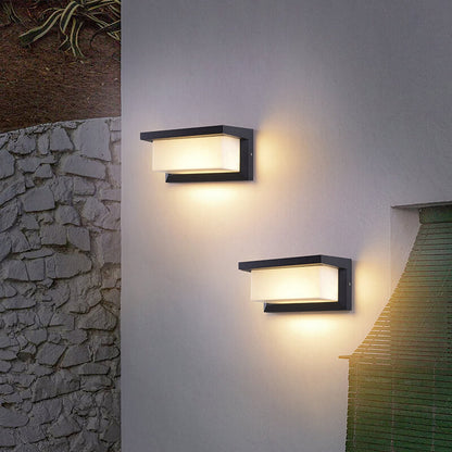 LZINA™ | Modern Minimalist Solar Rectangle PC LED Outdoor Wall Light Lamp For Outdoor Patio
