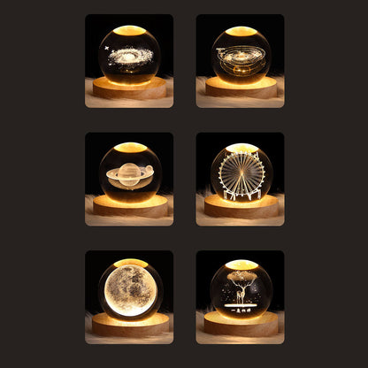 Enchanted Star System Crystal Ball USB LED Night Light Table Lamp