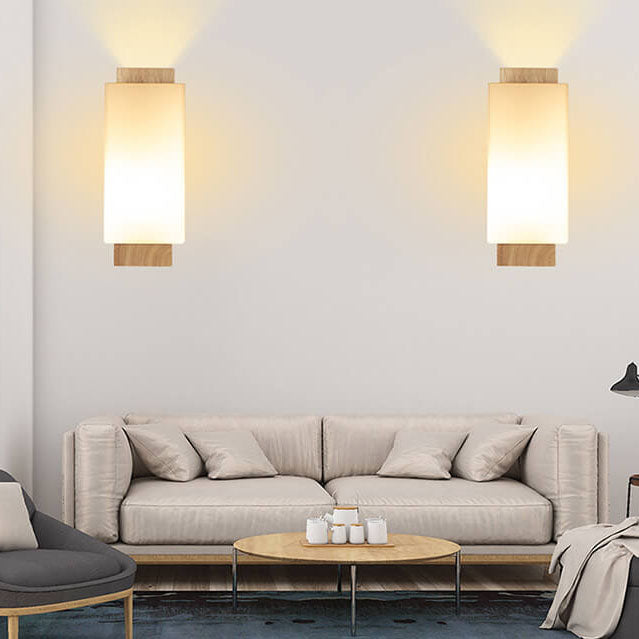 BowLift Modern Minimalist Solid Wood Wall Sconce with Square Glass Column, 1-Light Lamp