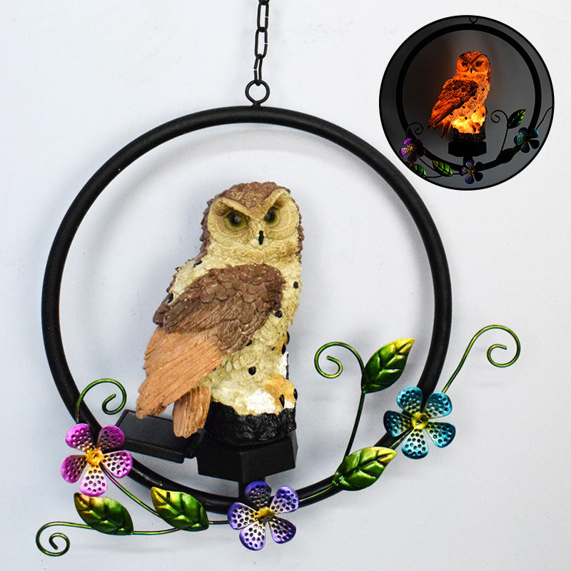 LZINA™ | European rustic owl solar waterproof outdoor garden pendant lights
