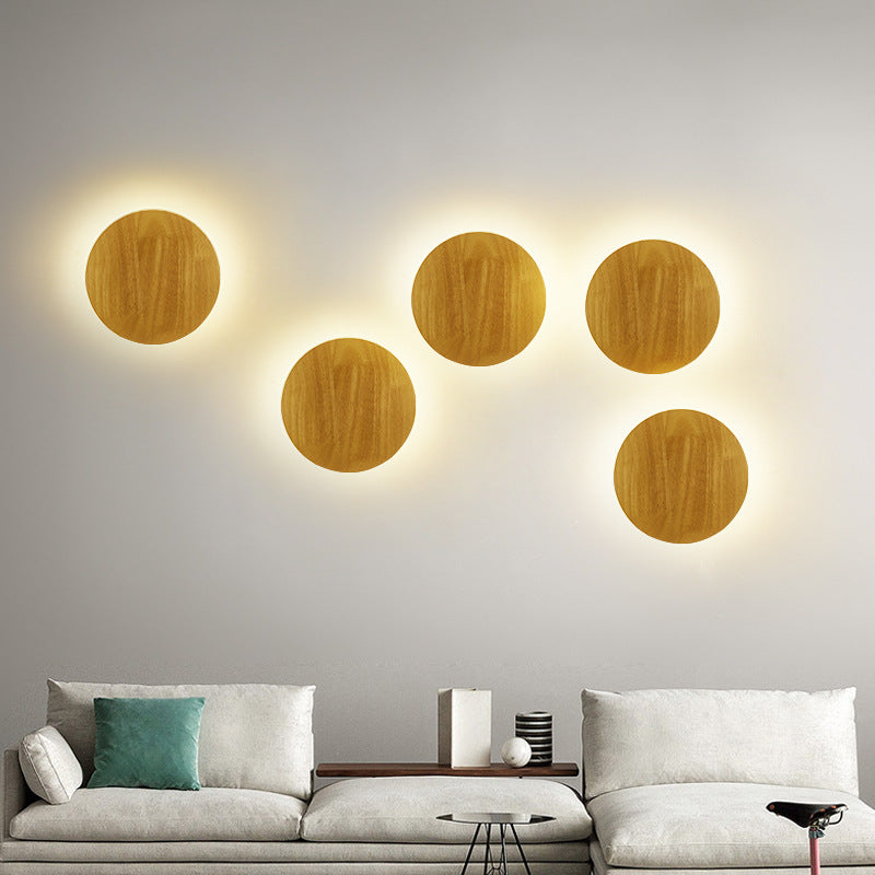 BowLift Modern Minimalist Wood LED Wall Light — Round, Irregular Oval Wall Lamp for Living Room
