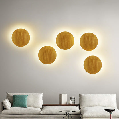 BowLift Modern Minimalist Wood LED Wall Light — Round, Irregular Oval Wall Lamp for Living Room