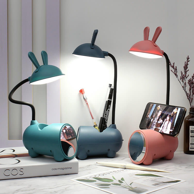 BowLift Cartoon Rabbit LED Touch Desk Lamp with USB Pen Holder