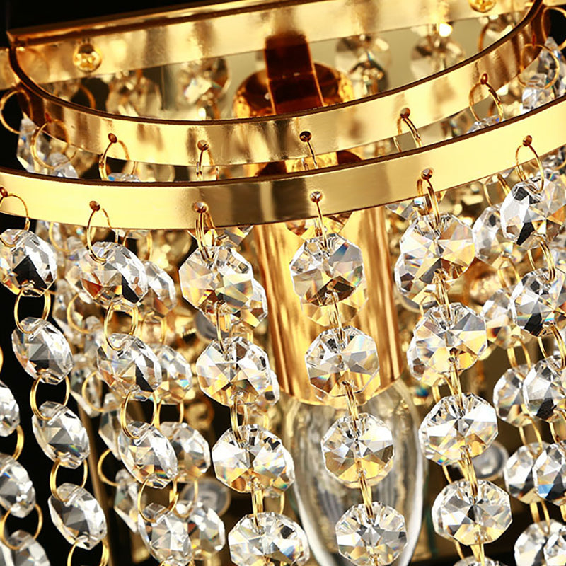 BowLift Modern Luxury Pearl Stainless Steel Crystal 1-Light Wall Sconce Lamp – Semi-Round Octagonal Design for Living Room