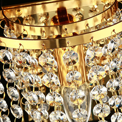 BowLift Modern Luxury Pearl Stainless Steel Crystal 1-Light Wall Sconce Lamp – Semi-Round Octagonal Design for Living Room