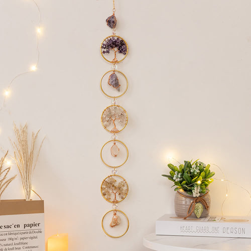 LZINA™ | Crystal Tree of Life 6 Rings Wall Decor Ornament