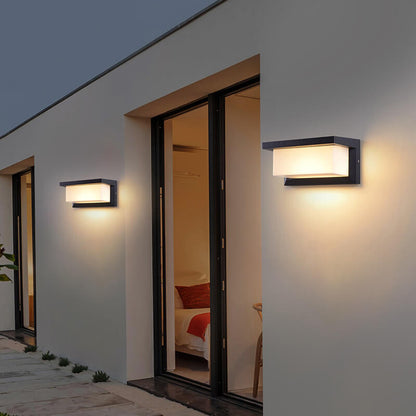 LZINA™ | Modern Minimalist Solar Rectangle PC LED Outdoor Wall Light Lamp For Outdoor Patio