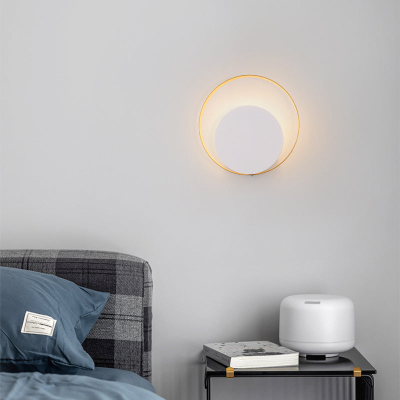 BowLift Modern Minimalist Iron Circle Ring One-Light Wall Sconce for Bedroom