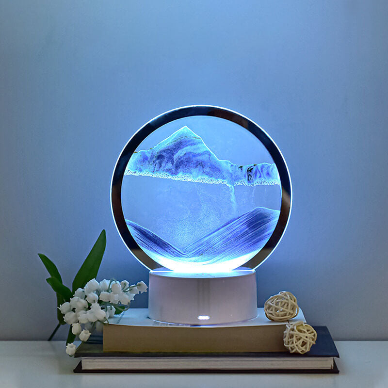 BowLift Creative Round Hourglass Quicksand 3D LED Night Light Table Lamp