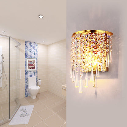 BowLift Modern Luxury Pearl Stainless Steel Crystal 1-Light Wall Sconce Lamp – Semi-Round Octagonal Design for Living Room