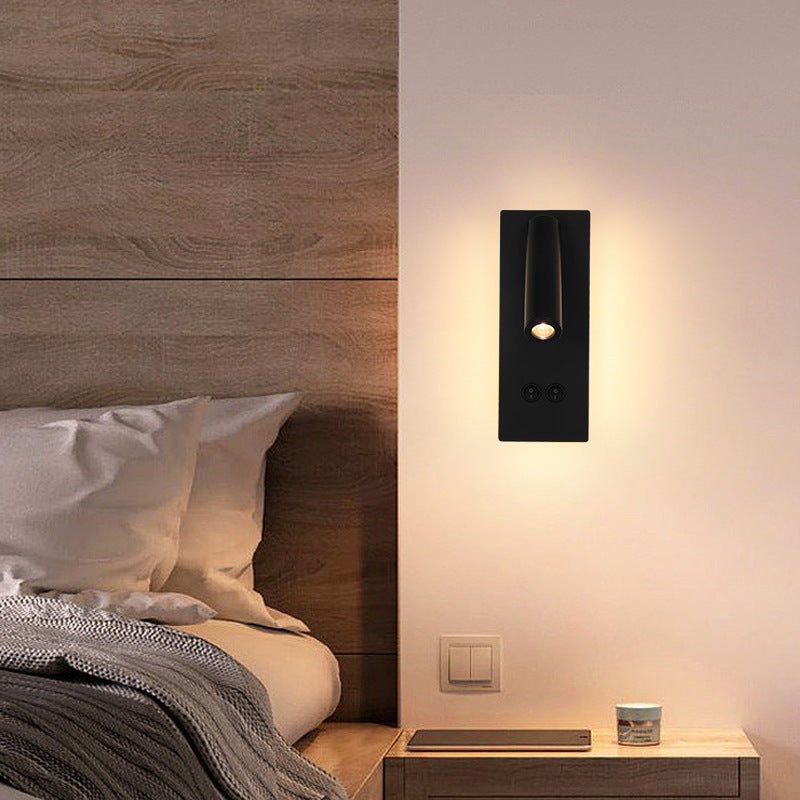 BowLift Modern Minimalist LED Wall Lamp – Rectangular and Round Iron-Aluminum Design for Bedroom