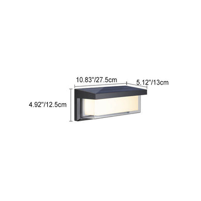 LZINA™ | Modern Minimalist Solar Rectangle PC LED Outdoor Wall Light Lamp For Outdoor Patio