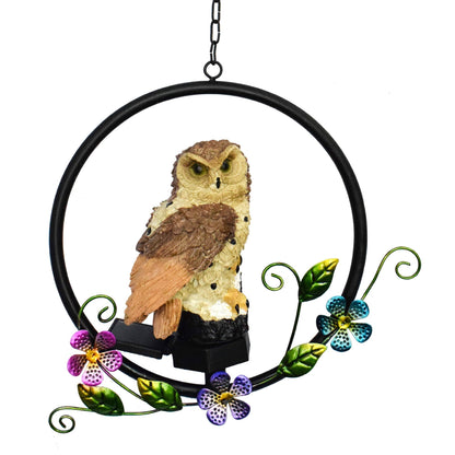 LZINA™ | European rustic owl solar waterproof outdoor garden pendant lights