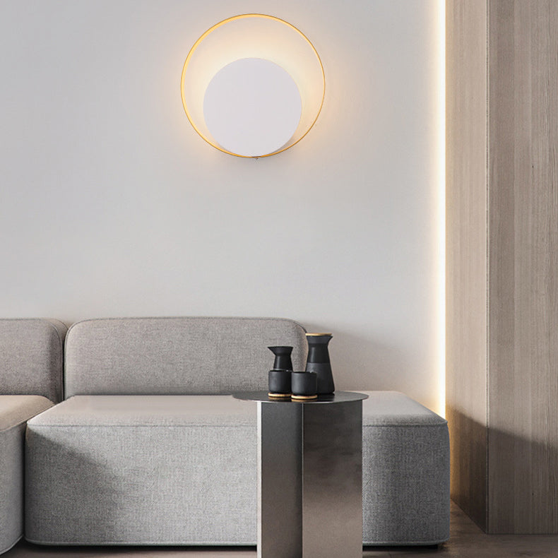 BowLift Modern Minimalist Iron Circle Ring One-Light Wall Sconce for Bedroom
