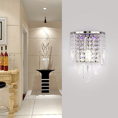 BowLift Modern Luxury Pearl Stainless Steel Crystal 1-Light Wall Sconce Lamp – Semi-Round Octagonal Design for Living Room