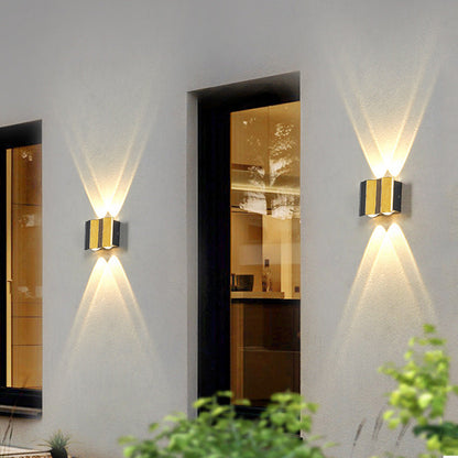 LZINA™ | Modern Light Luxury Golden Aluminium Outdoor Waterproof Terrace LED Wall Light Lamp