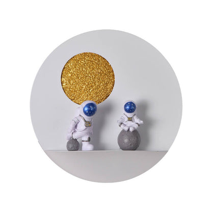 BowLift Modern Iron-Resin Round Astronaut LED Wall Light – Unique Bedroom Accent Lamp