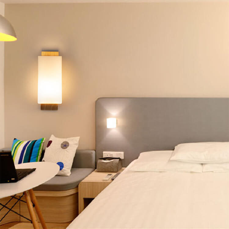 BowLift Modern Minimalist Solid Wood Wall Sconce with Square Glass Column, 1-Light Lamp