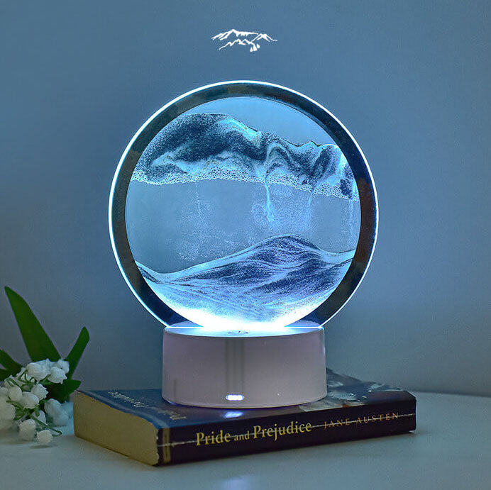 BowLift Creative Round Hourglass Quicksand 3D LED Night Light Table Lamp