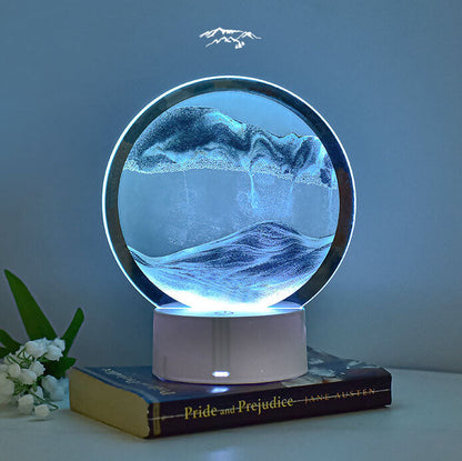 BowLift Creative Round Hourglass Quicksand 3D LED Night Light Table Lamp