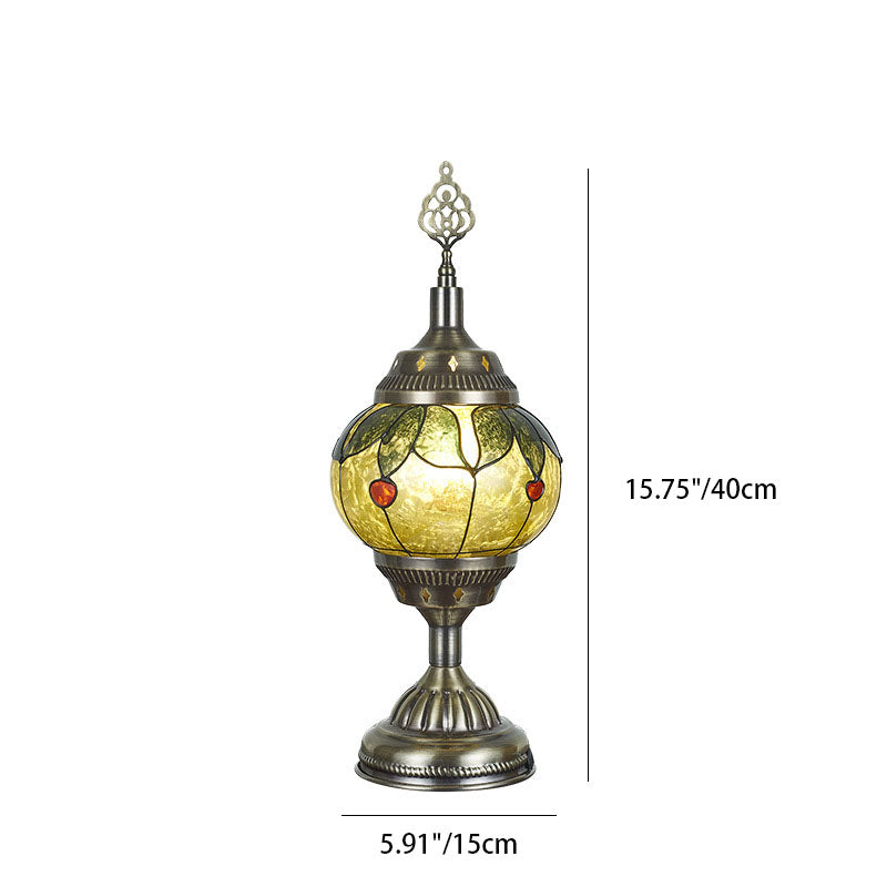 BowLift Traditional Tiffany-Style Romantic Oval Iron Enameled 1-Light Table Lamp for the Bedroom