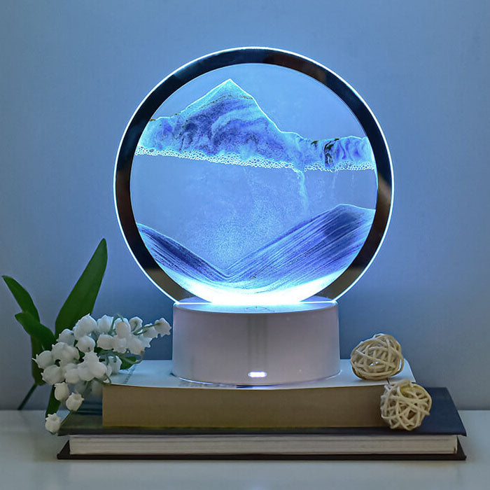 BowLift Creative Round Hourglass Quicksand 3D LED Night Light Table Lamp