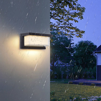 LZINA™ | Modern Minimalist Solar Rectangle PC LED Outdoor Wall Light Lamp For Outdoor Patio