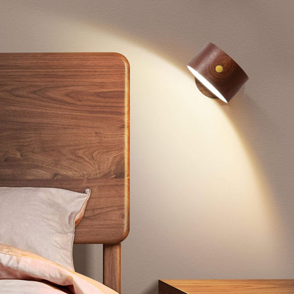 BowLift Wooden USB-Rechargeable Touch LED Night Light with Magnetic Wall Sconce