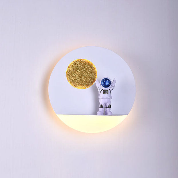 BowLift Modern Iron-Resin Round Astronaut LED Wall Light – Unique Bedroom Accent Lamp