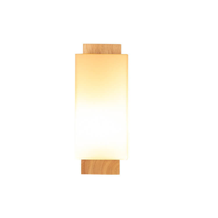 BowLift Modern Minimalist Solid Wood Wall Sconce with Square Glass Column, 1-Light Lamp