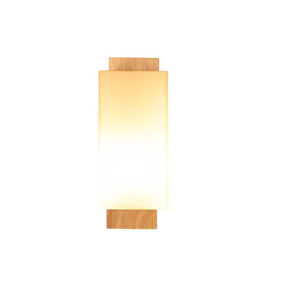 BowLift Modern Minimalist Solid Wood Wall Sconce with Square Glass Column, 1-Light Lamp
