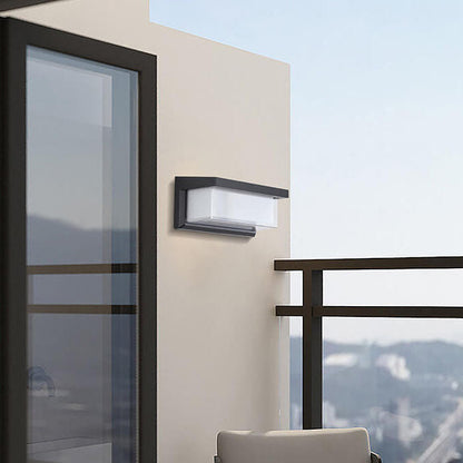 LZINA™ | Modern Minimalist Solar Rectangle PC LED Outdoor Wall Light Lamp For Outdoor Patio