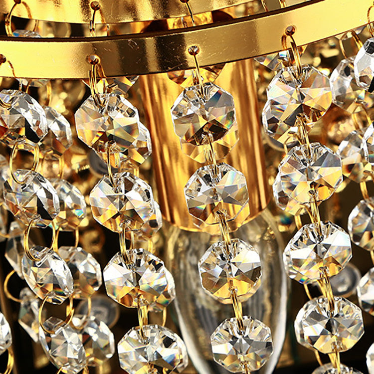 BowLift Modern Luxury Pearl Stainless Steel Crystal 1-Light Wall Sconce Lamp – Semi-Round Octagonal Design for Living Room
