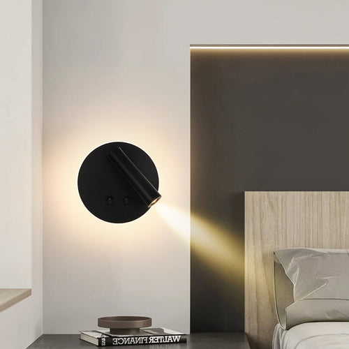 BowLift Modern Minimalist LED Wall Lamp – Rectangular and Round Iron-Aluminum Design for Bedroom