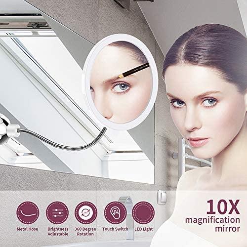 Makeup mirror with LED &amp; magnification - with suction cup and flexible arm | Bowlift