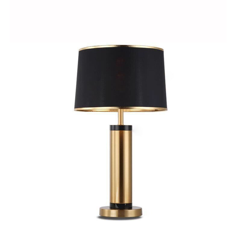 LZINA™ | Modern Transitional Cylinder Iron Table Lamp with Fabric Shade — 1-Light for the Living Room