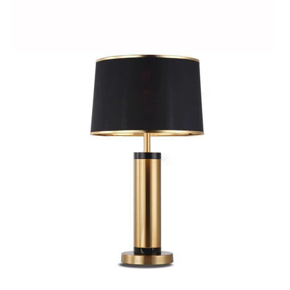 LZINA™ | Modern Transitional Cylinder Iron Table Lamp with Fabric Shade — 1-Light for the Living Room