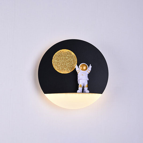 BowLift Modern Iron-Resin Round Astronaut LED Wall Light – Unique Bedroom Accent Lamp