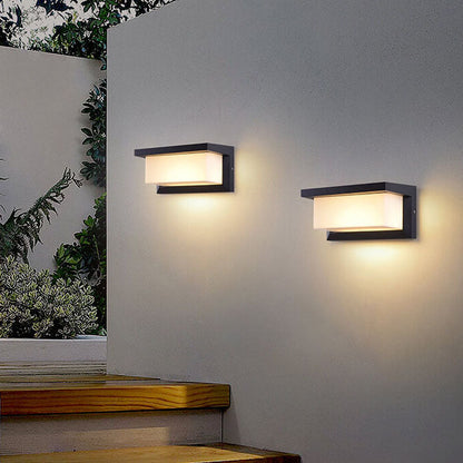 LZINA™ | Modern Minimalist Solar Rectangle PC LED Outdoor Wall Light Lamp For Outdoor Patio