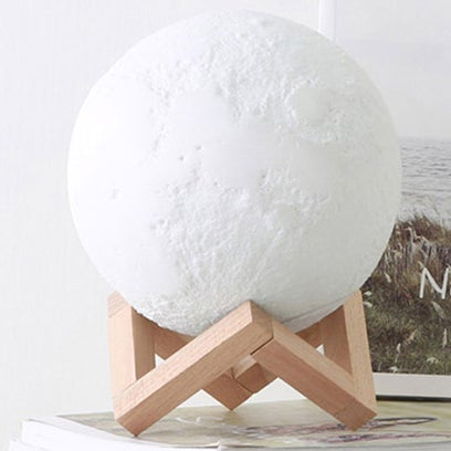 BowLift Creative Mini Moon Lamp – Rechargeable, 3D-Printed, 1-Light LED Table Lamp