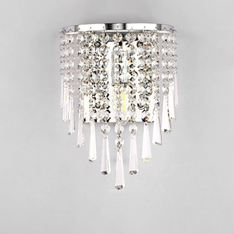 BowLift Modern Luxury Pearl Stainless Steel Crystal 1-Light Wall Sconce Lamp – Semi-Round Octagonal Design for Living Room