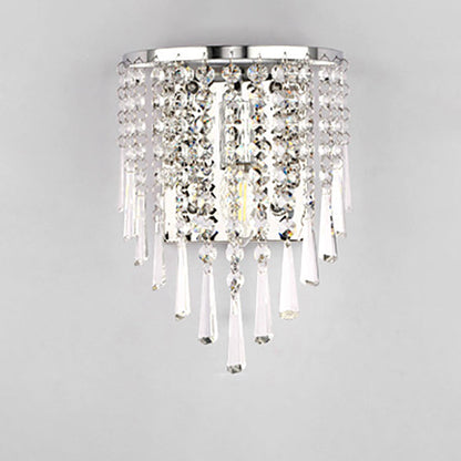 BowLift Modern Luxury Pearl Stainless Steel Crystal 1-Light Wall Sconce Lamp – Semi-Round Octagonal Design for Living Room
