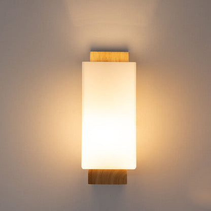 BowLift Modern Minimalist Solid Wood Wall Sconce with Square Glass Column, 1-Light Lamp