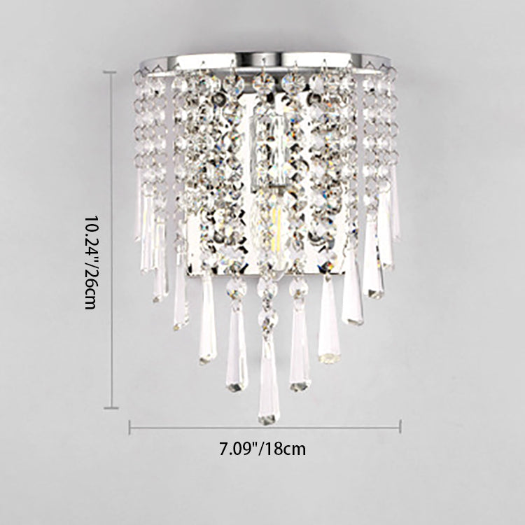 BowLift Modern Luxury Pearl Stainless Steel Crystal 1-Light Wall Sconce Lamp – Semi-Round Octagonal Design for Living Room