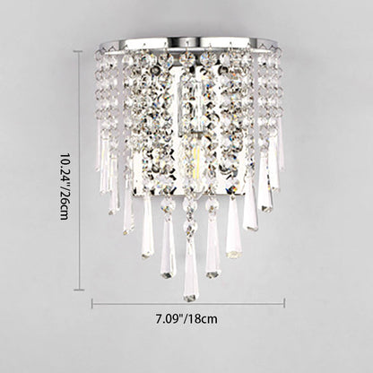 BowLift Modern Luxury Pearl Stainless Steel Crystal 1-Light Wall Sconce Lamp – Semi-Round Octagonal Design for Living Room