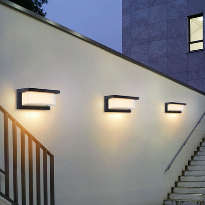 LZINA™ | Modern Minimalist Solar Rectangle PC LED Outdoor Wall Light Lamp For Outdoor Patio