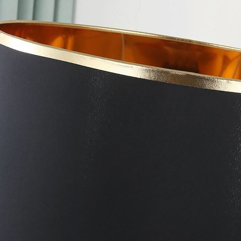 LZINA™ | Modern Transitional Cylinder Iron Table Lamp with Fabric Shade — 1-Light for the Living Room