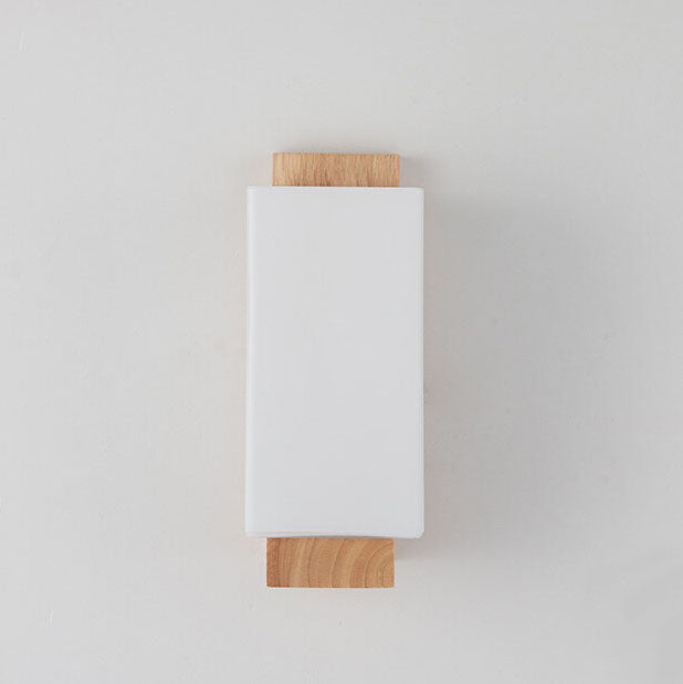 BowLift Modern Minimalist Solid Wood Wall Sconce with Square Glass Column, 1-Light Lamp