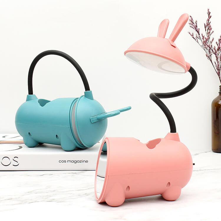 BowLift Cartoon Rabbit LED Touch Desk Lamp with USB Pen Holder